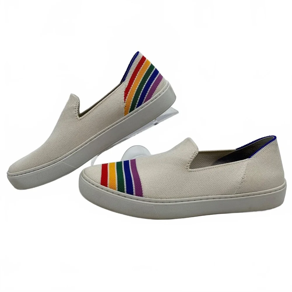 Rothy’s White Rainbow Slip-On Sneakers | Women’s US 8